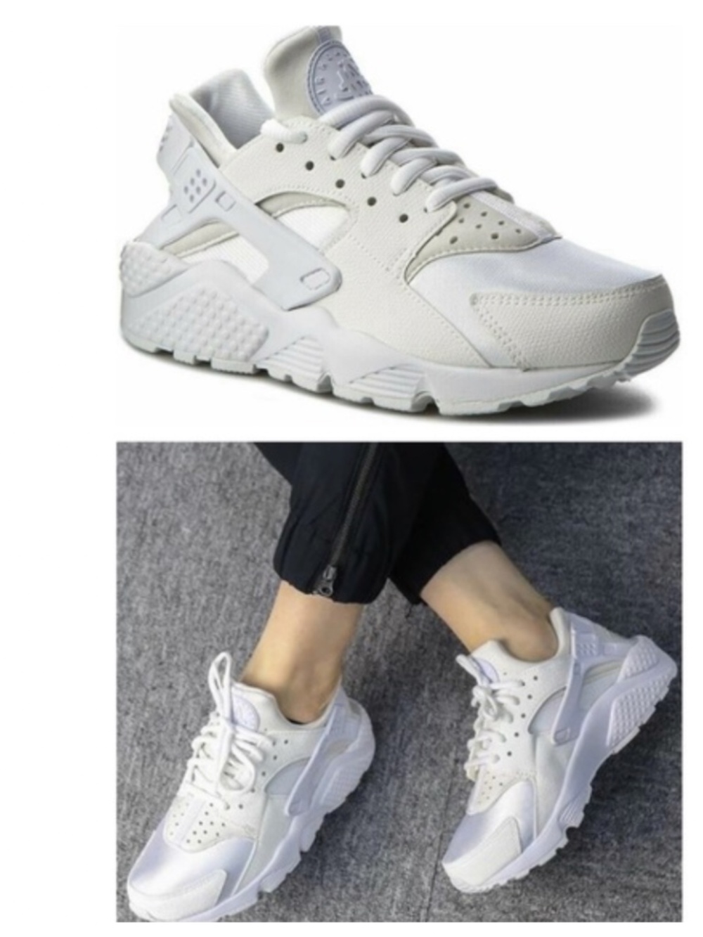 Nike Air Huarache Run Sneakers Shoes Womens Sz 8.5 Off White Cream Athletic